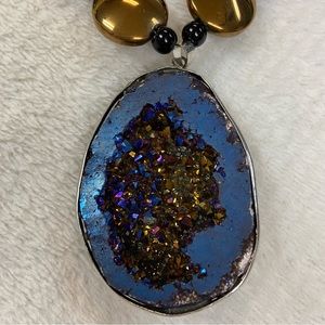 Geo Necklace with Crystals and discs